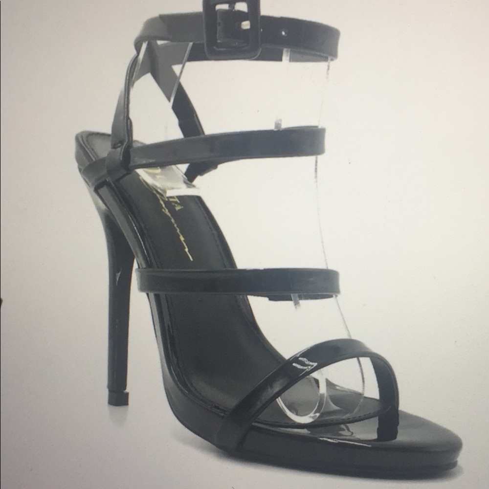 Black strappy heels